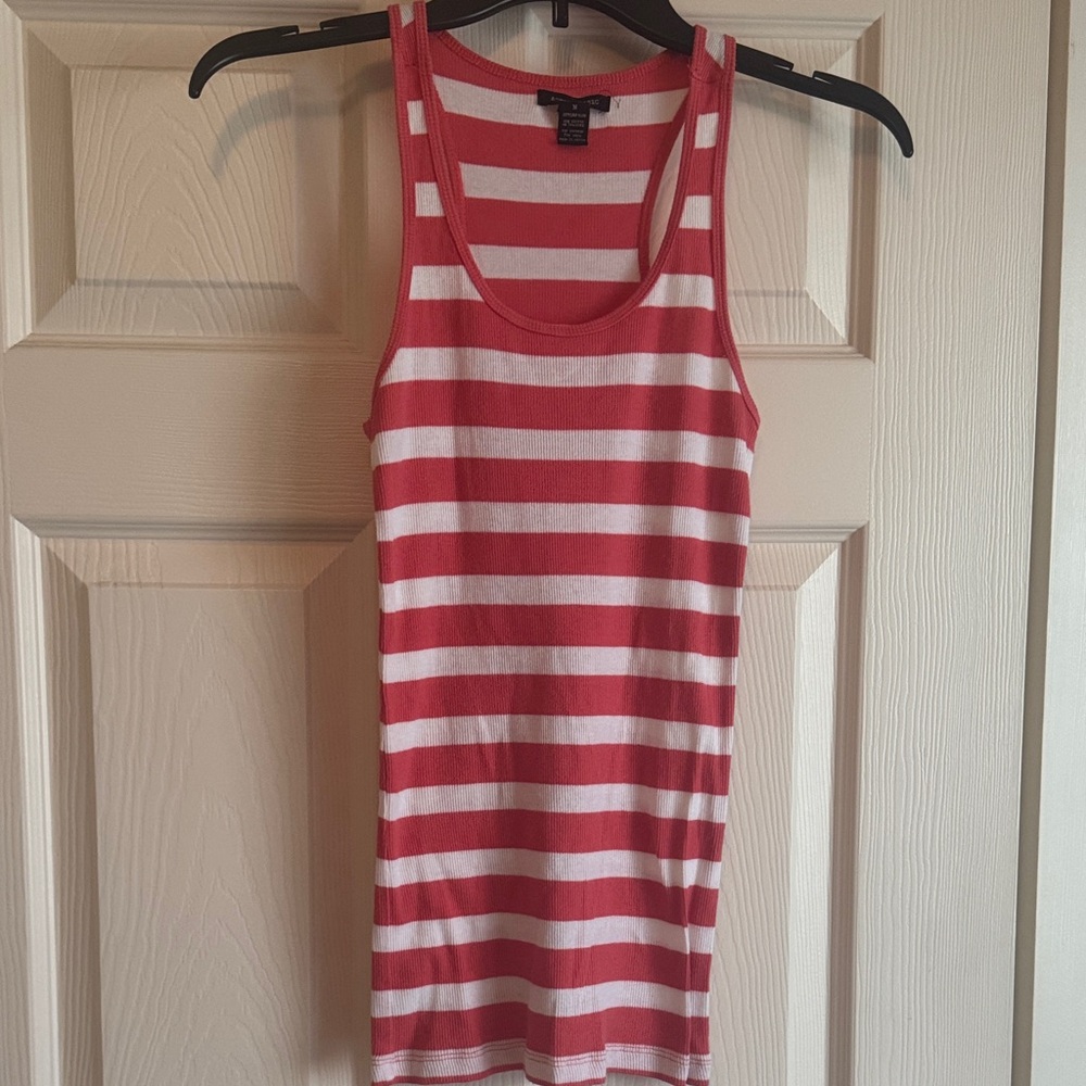 Striped Tangerine and White Tank Top